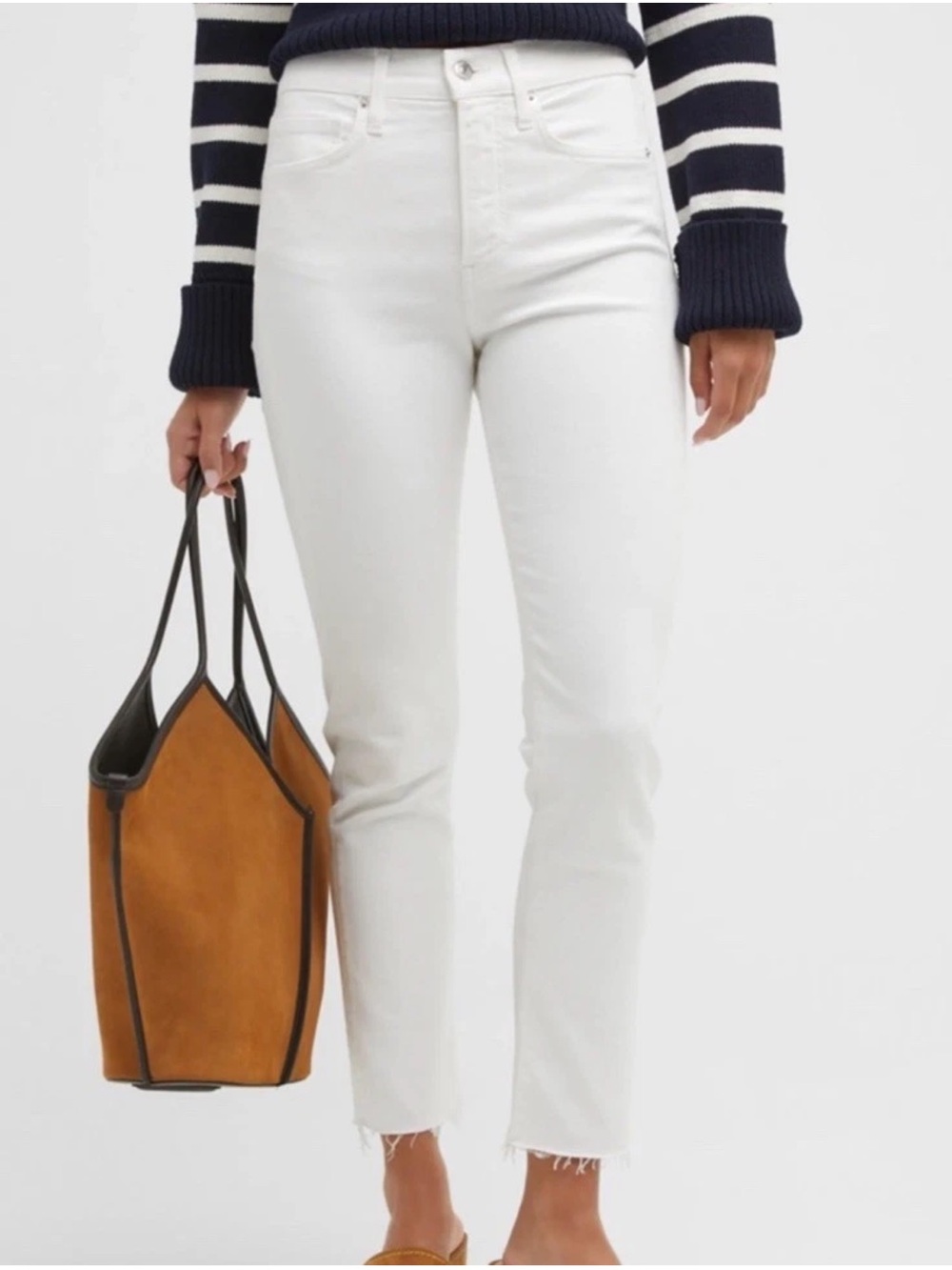 Veronica Beard Carly White Kick Flare Jeans